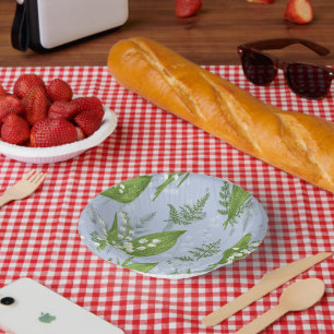 Lily of Valley with Ferns Light Blue Paper Bowls