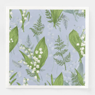 Lily of Valley with Ferns    Light Blue Paper Dinner Napkins