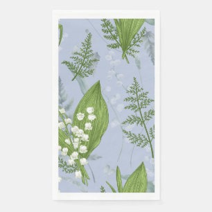 Lily of Valley with Ferns    Light Blue Paper Guest Towels
