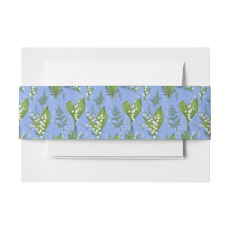 Lily of Valley with Ferns || Medium Blue Invitation Belly Band