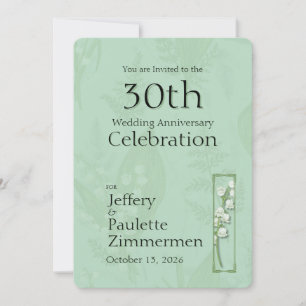 Lily of Valley with Ferns    Sage Green Custom Invitation