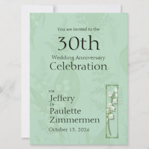 Lily of Valley with Ferns Sage Green Custom Invitation