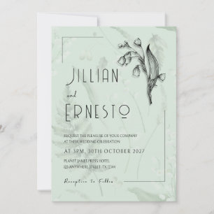 Lily of Valley with Ferns    Sage Green Custom Invitation
