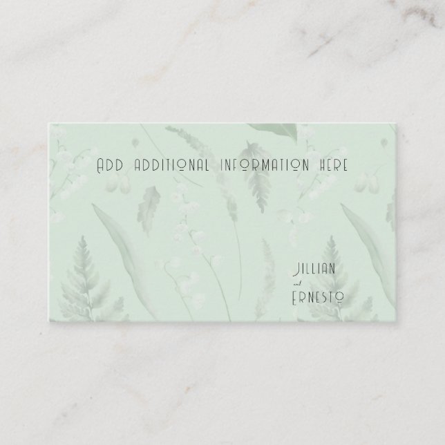 Lily of Valley with Ferns || Soft Green Custom Enclosure Card (Front)