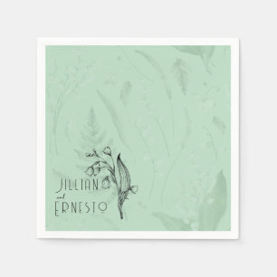 Lily of Valley with Ferns    Soft Green Custom Napkins