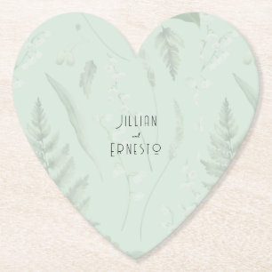Lily of Valley with Ferns Soft Green Custom Paper Coaster