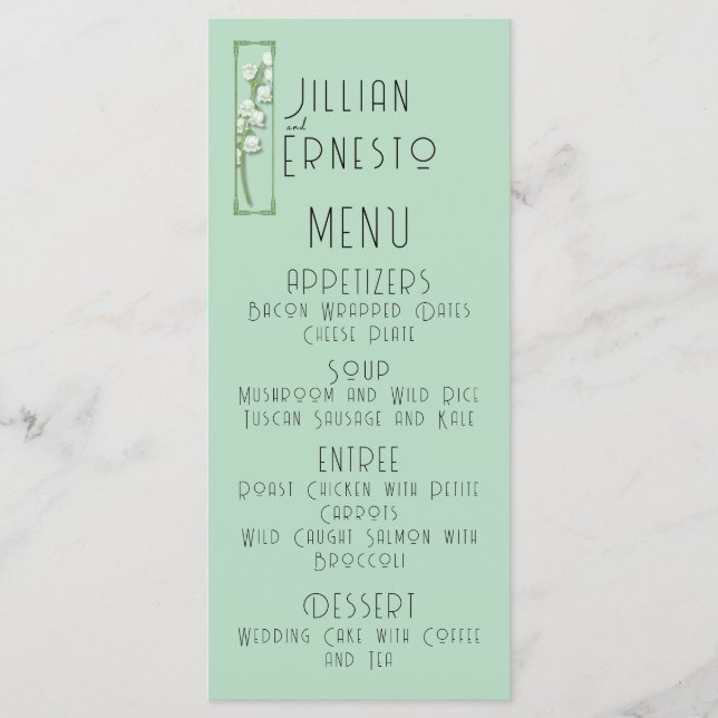Lily of Valley with Ferns || Soft Green Menu (Front)
