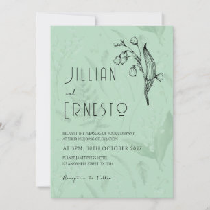 Lily of Valley with Ferns    Soft Green w/ Graphic Invitation