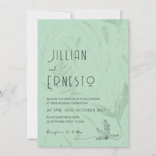 Lily of Valley with Ferns    Soft Green w/ Graphic Invitation