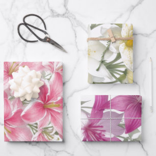 Lily Oriental Flowers Wrapping Paper Sheets