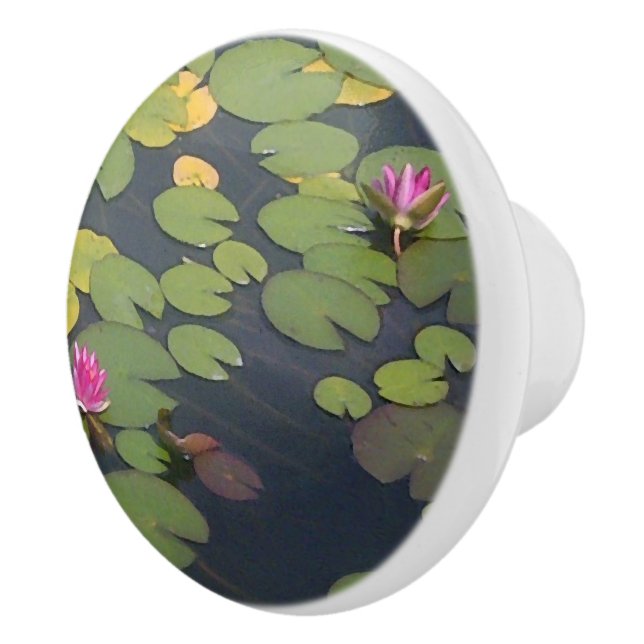 Lily pad Flower Painting Pattern Ceramic Knob (Right)