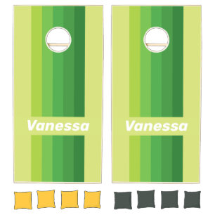 Lily Pad Green Pin Striped with Name Cornhole Set