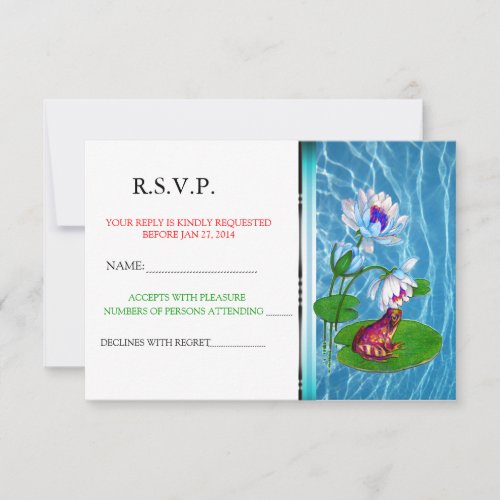 Lily Pad Invitation With Frog RSVP Announcement