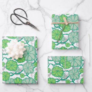 Lily Pad Japanese Garden Wrapping Paper Sheets
