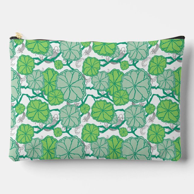 Lily Pad Koi Pond Pattern Accessory Pouch (Front)