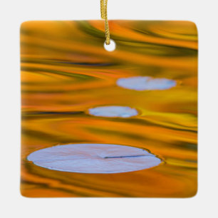 Lily pad on orange water, Canada Ceramic Ornament