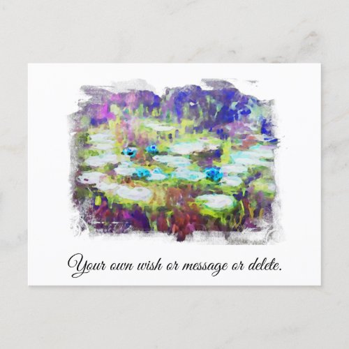  Lily Pads Monet Pond AR23 Personalize text  Postcard