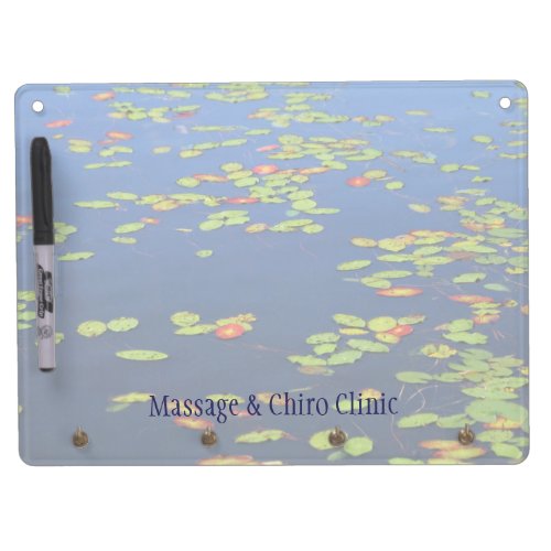 Lily Pads on Blue Lake Water Dry Erase Board With Keychain Holder