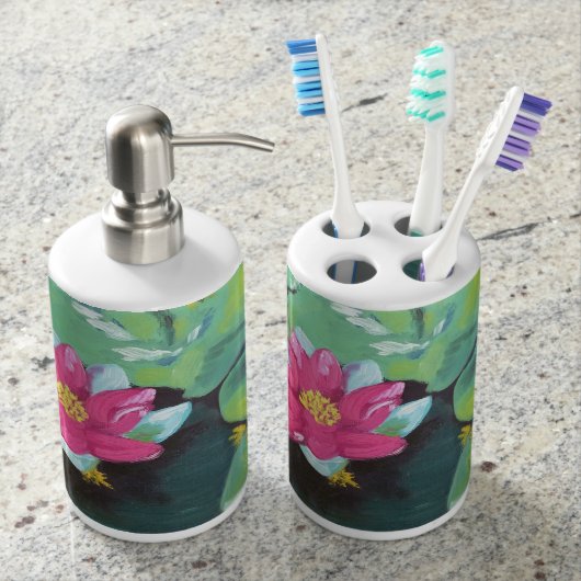 "Lily Pads" Toothbrush Holder and Soap Dispenser (Front)