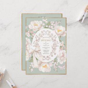 Lily Peony Floral Vintage Budget Wedding Invitation
