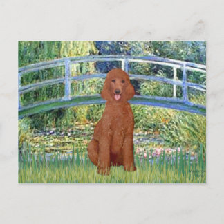 Lily Pond Bridge - Dark Red Standard Poodle #1 Postcard