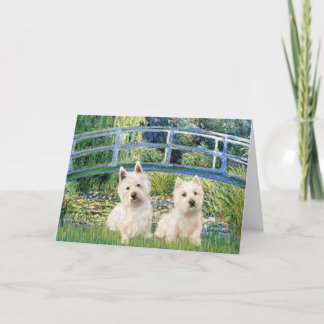 Lily Pond Bridge - Westies (two) Card