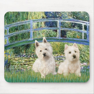 Lily Pond Bridge - Westies (two) Mouse Pad