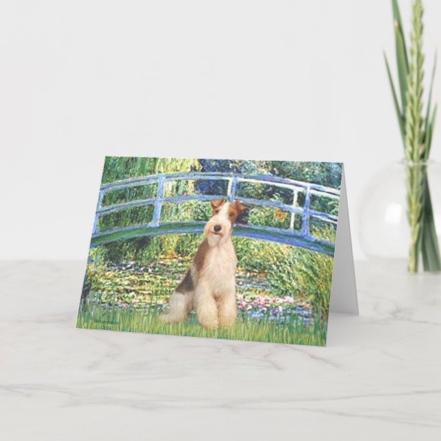 Lily Pond Bridge - Wire Fox Terrier 3 Card (Front)