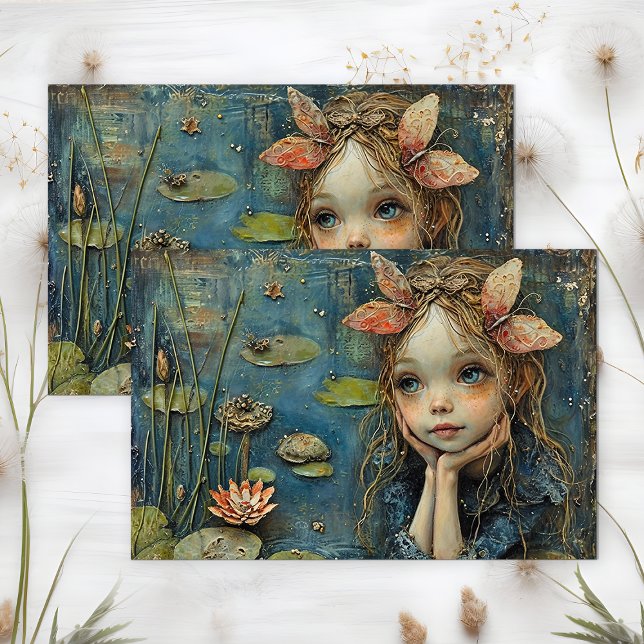 LILY POND FAIRY DECOUPAGE TISSUE PAPER (LILY POND FAIRY DECOUPAGE TISSUE PAPER)