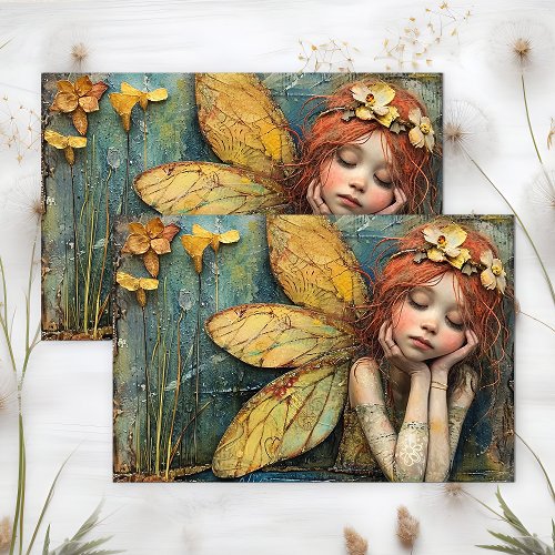 LILY POND FAIRY GIRL DECOUPAGE TISSUE PAPER