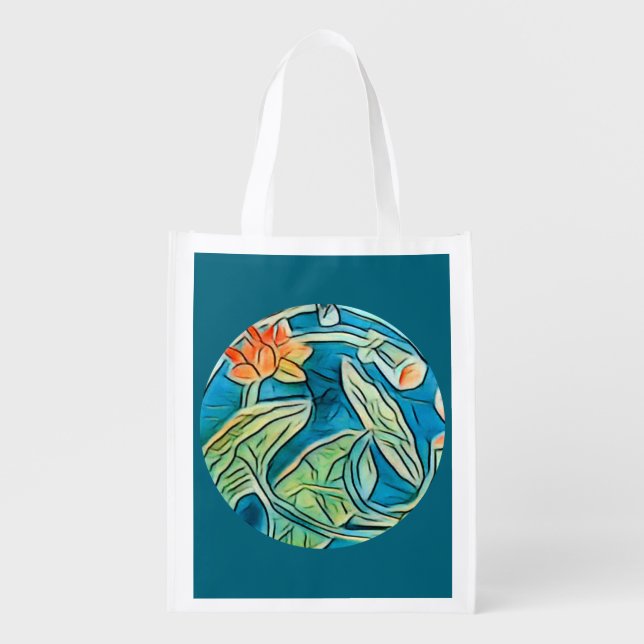 Lily Pond  Grocery Bag (Front)