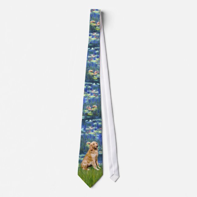 Lily Pond (in blue) - Golden Retriever Neck Tie (Front)