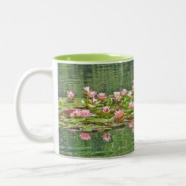 LILY POND/PINK LOTUS BLOSSOMS/2 TONE MUG (Left)