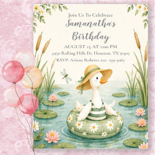 Lily Pond Silly Goose Summer Birthday Party Invitation