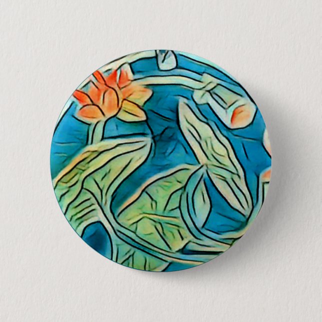 Lily Pond Sticker Button (Front)