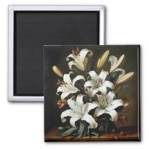 Lily print neoclassical art magnet