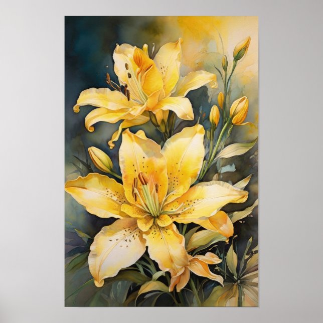 Lily’s Luminance - Flowers Digital Art Poster (Front)