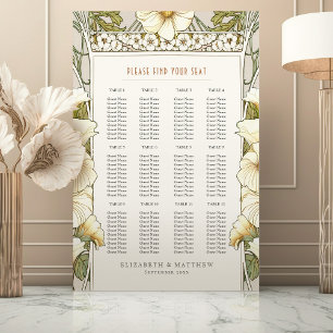 Lily Seating Chart Vintage Wedding Art Nouveau Foam Board