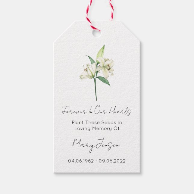 Lily Seed Packet Funeral Gift Tags (Front)