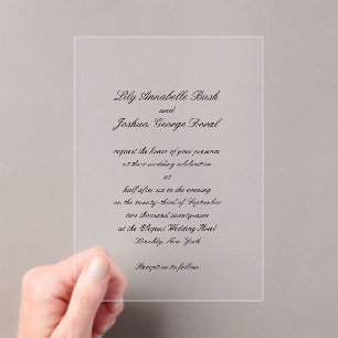 Lily Simple Classic Elegant Wedding Acrylic Invitations