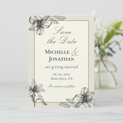 Lily Simple Vintage Floral Christian Wedding Save The Date