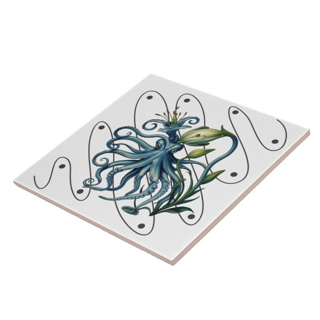Lily Squid – Vintage Scientific Hybrid Ceramic Tile (Side)