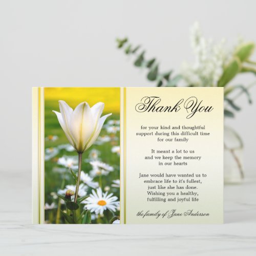 Lily Sympathy Memorial Service Thank You Cards