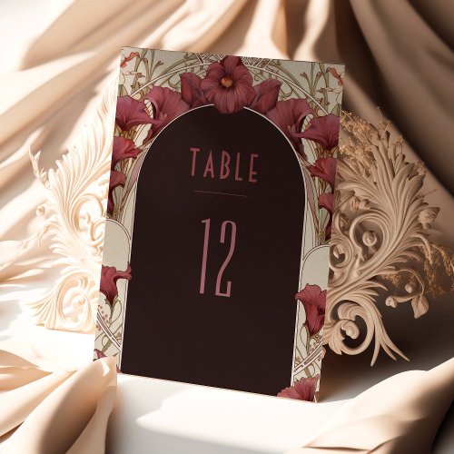 Lily Table Numbers Vintage Art Nouveau Wedding