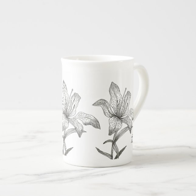 lily to customize or personalize bone china mug (Front Right)
