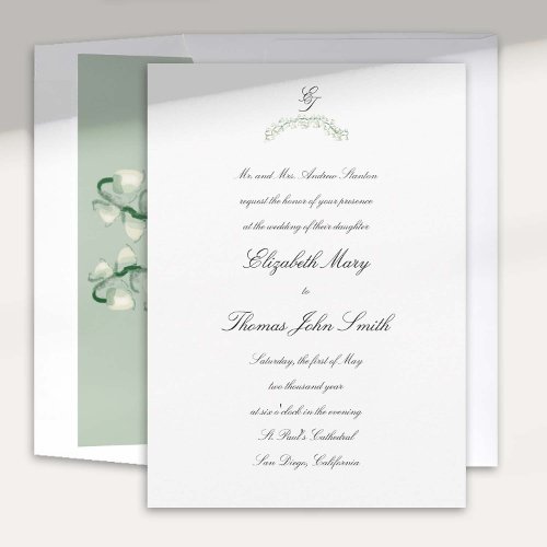 Lily Valley Arch Script Formal Traditional Wedding Invitation