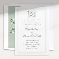 Lily Valley Crest Faux Embossed Formal Wedding
