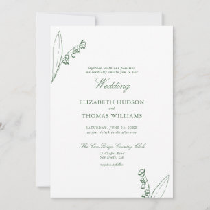 Lily Valley Floral Sketch Modern Classic Wedding Invitation