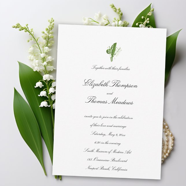 Lily Valley Informal Elegant Sophisticated Wedding Invitation (lily of the valley wedding invitation informal non traditional casual elegant art unique original)