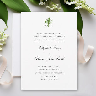 Lily Valley Monograms Formal Traditional Wedding Invitation